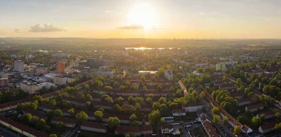 Panoramaaufnahme von Salzgitters größtem Stadtteil Lebenstedt.